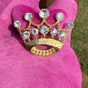 Gold with Bling Stones Crown Brooch